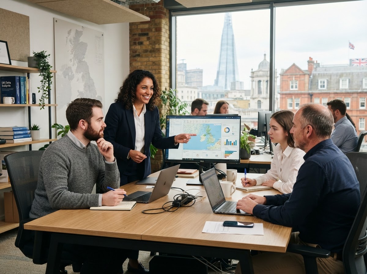 KentshiremBritAi analysts reviewing portfolio risk data on screen